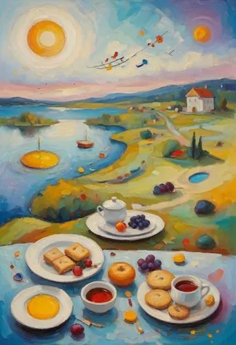 danish breakfast plate,kolaches,sunfeast,kolache,summer still-life,breakfast table,breakfast plate,flying food,pastries,carol colman,mostovoy,mousseau,coastal landscape,khokhloma painting,food platter,food table,panetti,patisserie,mediterranee,platter