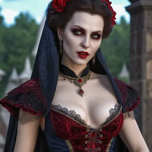 A sexy ancient vampire lady,vampire lady,vampire woman,countess,gothic woman,morwen,rasputina,gothic portrait,queen of hearts,gothic dress,corsetry,bloodrayne,victorian lady,sirenia,dhampir,vampyres,d