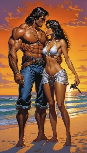 liefeld,supercouple,man and woman,man and wife,bodybuilders,parejas,Illustration,American Style,American Style 07