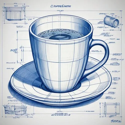 coffee tea illustration,coffee cup,blue coffee cups,blueprints,coffee cups,blueprint,Unique,Design,Blueprint