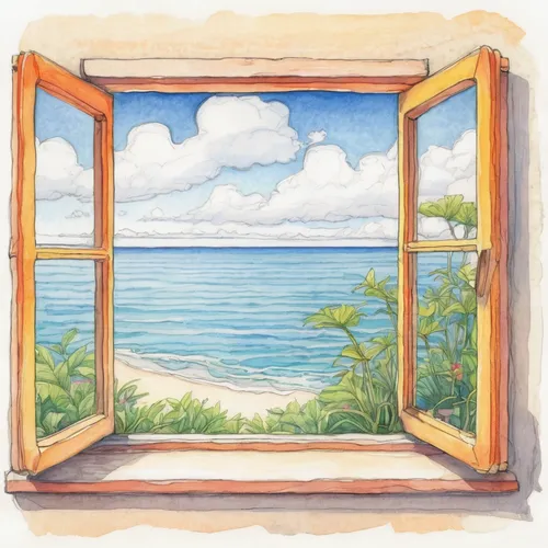 window with sea view,wooden windows,french windows,watercolor frame,window to the world,wood window,watercolour frame,window,the window,seaside view,window panes,window view,window curtain,window covering,ocean view,frame illustration,glass window,window front,window treatment,window released,Illustration,Paper based,Paper Based 07