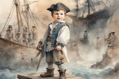 gavroche,nautical children,mulready,meissonier,bluenose,vernet,Digital Art,Watercolor