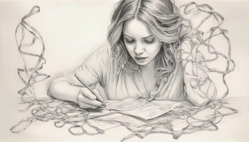 girl drawing,pencil and paper,divination,girl studying,pencil drawings,parchment,crumpled paper,shavings,hand-drawn illustration,dryad,book illustration,graphite,pencil art,mystical portrait of a girl,pastel paper,game drawing,doily,illustrator,ballpoint pen,ilustration,Illustration,Black and White,Black and White 30