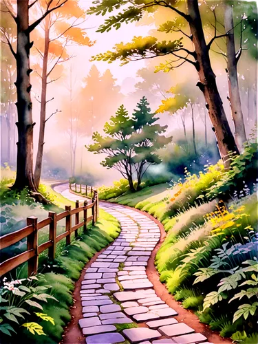 watercolor background,forest path,pathway,wooden path,hiking path,watercolor painting,tree lined path,forest landscape,landscape background,watercolor,forest road,walkway,small landscape,the mystical path,forest background,nature landscape,forest walk,walk in a park,the path,home landscape,Illustration,Paper based,Paper Based 25