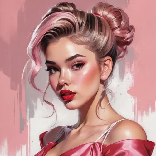 digital painting,updo,pink peony,vanderhorst,pink beauty,peony pink,Conceptual Art,Fantasy,Fantasy 03