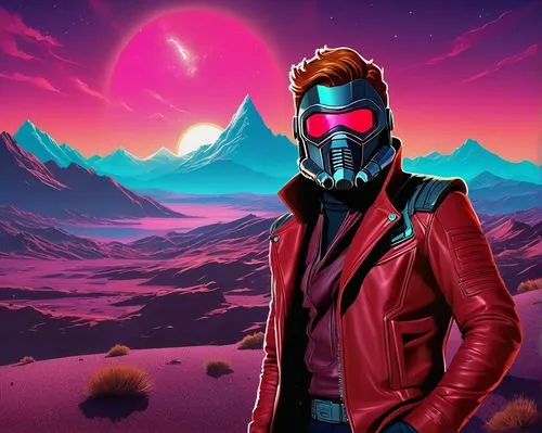 star-lord peter jason quill,terminator,pyro,futurepop,pink vector,digitalism,Conceptual Art,Sci-Fi,Sci-Fi 12