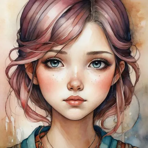 girl portrait,mystical portrait of a girl,fantasy portrait,girl drawing,krita,hoshihananomia,behenna,portrait of a girl,young girl,kommuna,watercolor painting,illustrator,digital painting,romantic portrait,watercolor,world digital painting,watercolor pencils,boho art style,watercolor women accessory,watercolor background,Conceptual Art,Daily,Daily 34