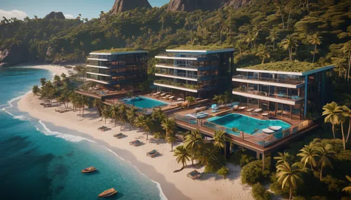 beach resort,the hotel beach,hotel riviera,eco hotel,fiji,tropical island,moorea,tahiti,seychelles,south seas,tropical house,resort,luxury hotel,tropical beach,kohphangan,seaside resort,uluwatu,bora-bora,las olas suites,luxury property,Photography,General,Sci-Fi