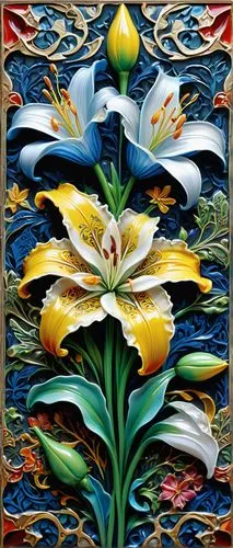 flower painting,oriental painting,maiolica,floral ornament,floral and bird frame,azulejos,Art,Classical Oil Painting,Classical Oil Painting 13