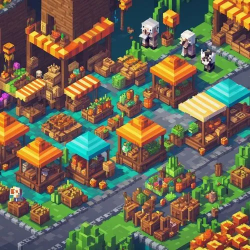 marketplace,autumn theme,aurora village,isometric,tileable,tileable patchwork,voxel,vendors,fall icons,overcrowd,fox stacked animals,mountain village,city blocks,autumn camper,tavern,microdistrict,township,villages,collected game assets,blocks of houses