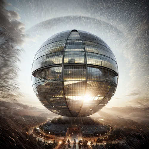 mirror ball,prism ball,musical dome,glass sphere,futuristic architecture,the globe,lotte world tower,disco ball,globe,glass ball,sphere,armillar ball,steelwool,swiss ball,yard globe,shard of glass,solar cell base,planet eart,digital compositing,waterglobe