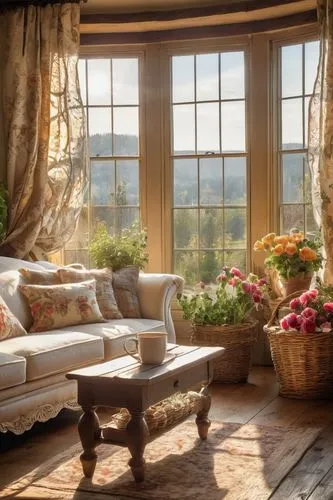 sunroom,sitting room,bay window,beautiful home,window curtain,living room,country cottage,country house,wooden windows,livingroom,windows wallpaper,french windows,autumn decor,great room,home landscape,family room,ornate room,hovnanian,luxury home interior,interior decor,Art,Classical Oil Painting,Classical Oil Painting 01