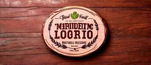 Rustic food logos, wooden texture, earthy colors, vintage style, circular shape, golden font, 3D embossed effect, natural ingredients illustration, farmhouse setting, morning light, shallow depth of f