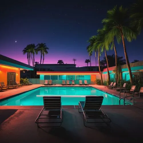 palm springs,pool house,royal palms,palms,poolroom,scottsdale,midcentury,outdoor pool,mid century modern,night glow,tropical house,roof top pool,pool bar,swimming pool,poolside,nightscape,neutra,motels,two palms,palmilla,Illustration,Paper based,Paper Based 07