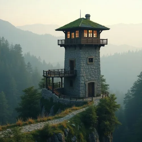 lookout tower,watch tower,observation tower,fire tower,watchtower,watchtowers,lifeguard tower,tree house,summit castle,seelturm,house in mountains,the observation deck,mountain hut,turm,observation deck,bird tower,tree house hotel,house in the mountains,blockhouse,treehouse,Photography,General,Realistic