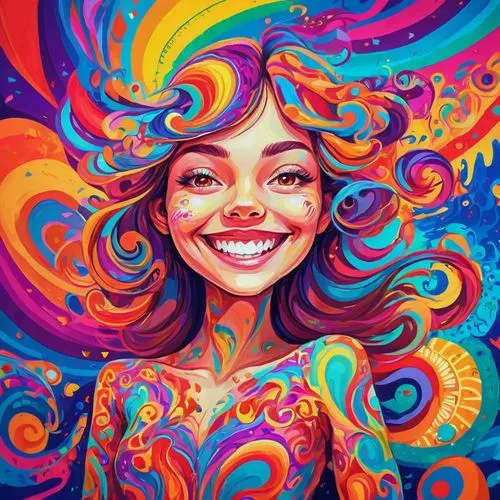 psychedelic art,ecstatic,psychedelic,lsd,a girl's smile,colorful spiral,acid,yogananda,boho art,kaleidoscope art,colorful background,vibrant,colourful pencils,good vibes word art,the festival of colors,girl with speech bubble,radiate,a smile,colorful doodle,multicolor faces,Conceptual Art,Oil color,Oil Color 23