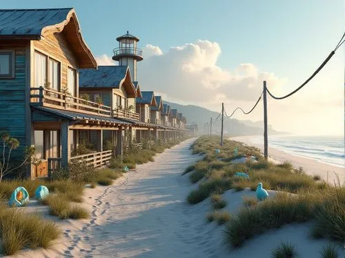 beach huts,seaside country,seaside resort,beach hut,rodanthe,wooden houses,stilt houses,floating huts,shorefront,seaside view,beachfront,seahaven,oceanfront,beach resort,seaside,huts,beach house,beachhouse,boardinghouses,render,Photography,General,Realistic