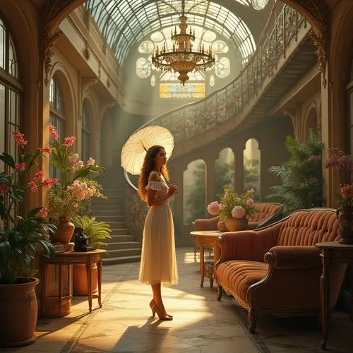 conservatory,heatherley,arrietty,dandelion hall,aerith,sunroom,sylvania,tearoom,cochere,morning light,marguerite,evening atmosphere,enchantment,peignoir,spring morning,romantic portrait,girl on the stairs,world digital painting,serenade,grandeur,Photography,General,Realistic