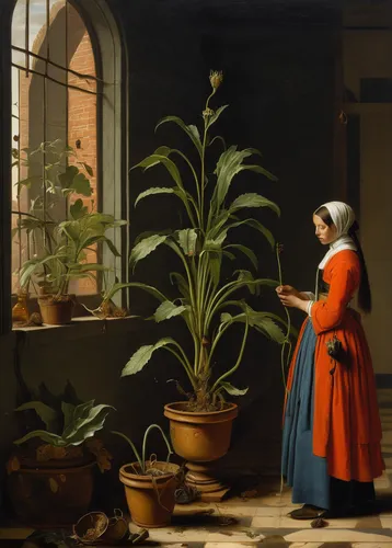 woman at the well,the annunciation,houseplant,girl in the garden,the garden society of gothenburg,work in the garden,potted plants,house plants,gardener,marguerite,millet,herbaceous plant,woman praying,girl picking flowers,potted plant,the plant,praying woman,woman drinking coffee,candlemaker,still life of spring,Art,Classical Oil Painting,Classical Oil Painting 41