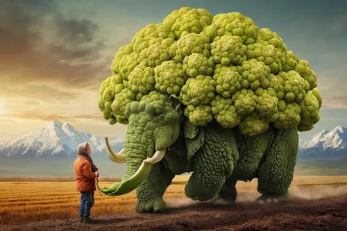 Write a funny story about a sentient cauliflower going on a wild adventure.,green dragon vegetable,broccoli,romanesco,green animals,elephant garlic,romanesca cauliflower,romanescu,brocoli broccolli,ve