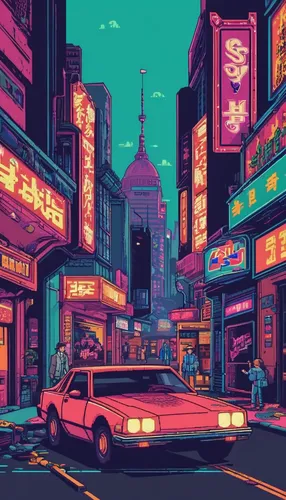 tokyo city,tokyo,retro background,taipei,toyota ae85,shinjuku,chinatown,80s,tokyo ¡¡,shanghai,osaka,retro styled,retro,80's design,hong kong,kyoto,retro car,colorful city,kowloon,retro style,Unique,Pixel,Pixel 04