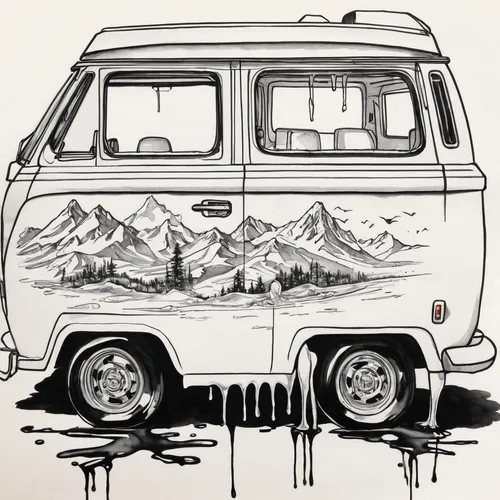 camper van isolated,vwbus,camper van,campervan,vanagon,vw van,vw camper,vw bus,camper,travel van,camping car,teardrop camper,the old van,van,car drawing,small camper,kombi 965,vanlife,camping bus,illustration of a car,Illustration,Black and White,Black and White 34