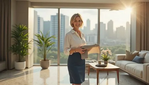 blonde woman reading a newspaper,tallest hotel dubai,largest hotel in dubai,rotana,dubai,penthouses,inmobiliaria,real estate agent,advertising figure,bussiness woman,housekeeping,anantara,baladiyat,cleaning service,inmobiliarios,dubia,dhabi,mubadala,estate agent,blur office background,Photography,General,Realistic