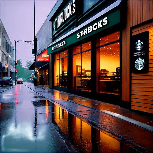 starbucks,simonis,shacks,gottschalks,horrocks,lundby,sidewalks,walking in the rain,storefronts,store fronts,shops,paris shops,shopfronts,shopping street,viennois,raindops,tarbuck,stores,neon coffee,omotesando,Illustration,Realistic Fantasy,Realistic Fantasy 45