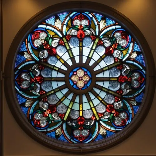 vitral, roseta,a round stained glass window is on display,round window,stained glass window,stained glass,church window,stained glass windows,church windows,Photography,General,Realistic