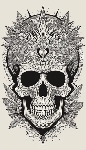 skull illustration,skull drawing,skull and crossbones,calavera,day of the dead icons,skull and cross bones,cactus line art,sugar skull,skull bones,skulls and,calaverita sugar,skulls,hand-drawn illustration,mandala illustration,emblem,animal line art,skull allover,skull with crown,coloring page,mandala illustrations,Illustration,Black and White,Black and White 19