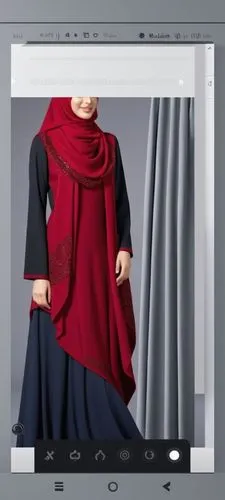 design For Muslim hijab digital drawing with 3d with blain velvet design and long skirt with winter design wool design,a woman in a blue abal is looking at her phone,abayas,droste effect,abaya,rotosco