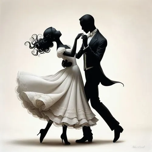 a black silhouette on a white background, man and woman dancing waltz, perfect figures,
beauty and grace, the image should capture, elegant and sophisticated,ballroom dance silhouette,dancing couple,b