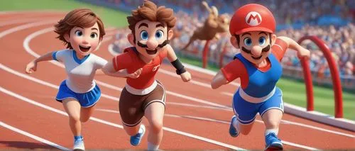 run,super mario brothers,mario bros,middle-distance running,running fast,track and field,long-distance running,track,runners,racewalking,4 × 100 metres relay,sprinting,track racing,race,sports game,to run,relay race,retro cartoon people,olympic games,luigi,Unique,3D,3D Character