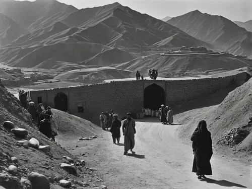 xinjiang,the pamir highway,turpan,caravanserai,qom province,afghanistan,pamir,in xinjiang,ladakh,year of construction 1937 to 1952,year of construction 1954 – 1962,the pamir mountains,wadi mujib,taklamakan,shahe fen,wadi musa,al-kharrana,karakoram,road construction,road through village,Illustration,Paper based,Paper Based 11