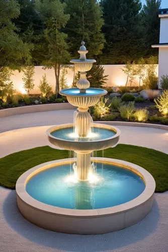 there is a fountain in the middle of the patio,water feature,decorative fountains,landscape design sydney,landscape designers sydney,spa water fountain,fountain lawn,Photography,General,Realistic