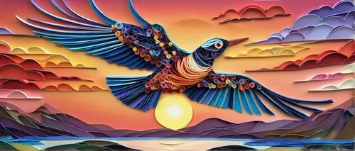 colorful birds,mongolian eagle,phoenix rooster,pachamama,eagle illustration,bird painting,bird of paradise,aztec gull,dove of peace,phoenix,bird flight,firebird,birds in flight,peace dove,flying birds,psychedelic art,eagle,bird kingdom,bird in the sky,the spirit of the mountains,Unique,Paper Cuts,Paper Cuts 09