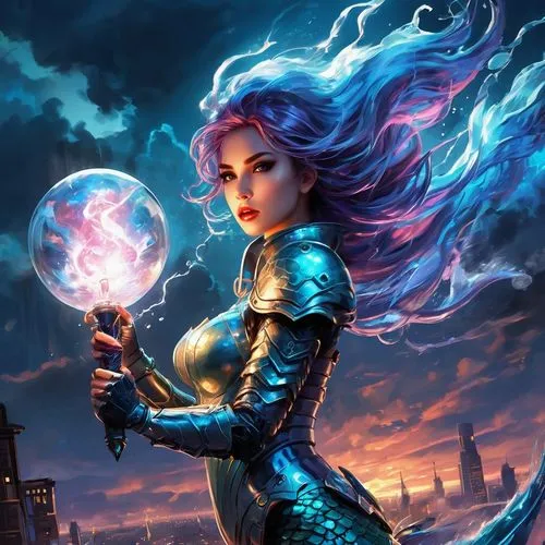 blue enchantress,chandra,fantasy picture,fantasy art,magicienne,bluefire,libra,jaina,spellcasters,liliana,sorceress,fantasy woman,fantasy portrait,fantasia,trine,sorceror,crystal ball,spellcasting,aurorae,llyra,Conceptual Art,Oil color,Oil Color 24