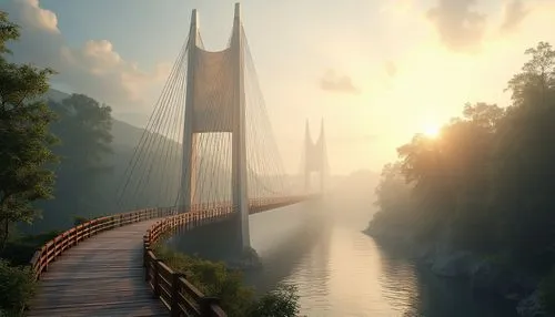 suspension bridge,hanging bridge,scenic bridge,wooden bridge,golden bridge,bridge,adventure bridge,rivendell,oxenbridge,bridged,bridges,rainbow bridge,skybridge,dragon bridge,angel bridge,pont,cryengine,morning mist,spit bridge,hangman's bridge,Photography,General,Realistic