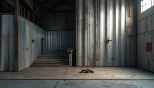 empty factory,condemned,warehouse,hangars,halflife,detainee,empty hall,rescue alley,empty interior,confinement,industrial hall,majdanek,inmate,penumbra,corrugated,container,cryengine,abandoned room,half life,empty room,Photography,General,Realistic