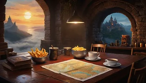 fantasy landscape,fantasy picture,fantasy art,world digital painting,3d fantasy,storybook,background design,fantasy world,mapmaker,eventide,citadels,evening atmosphere,breakfast table,erebor,wonderlands,townsmen,scriptorium,waterdeep,dream world,magical adventure,Photography,General,Natural