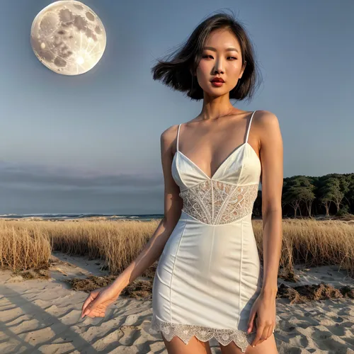 hyori,qixi,jiyun,hara,jinglei,nightdress,phuong,moondragon,thuy,xiaowu,girl in white dress,yunlei,calystegia,yunjin,white winter dress,girl on the dune,asian woman,moon addicted,phuquy,zilin