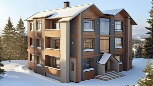 avoriaz,jahorina,townhome,valdres,wooden house,timber house,winter house,townhomes,sketchup,3d rendering,revit,snow house,chalet,monashee,ski resort,passivhaus,cubic house,kopaonik,inverted cottage,two story house,Photography,General,Realistic