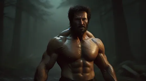 wolverine,jackman,dolarhyde,logan,nudelman,cryengine,eldershaw,male character,forest man,cave man,vaas,wendler,kenshi,crytek,nikolais,muscle man,barret,muscle icon,pec,leonidas