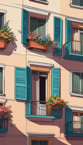 balconies,an apartment,paris balcony,balcony,apartment house,apartment building,windows,apartment block,balcony garden,apartment complex,corner flowers,block balcony,apartments,apartment,french windows,watercolor paris balcony,flower boxes,apartment-blocks,apartment buildings,flowerbox,Illustration,Japanese style,Japanese Style 07