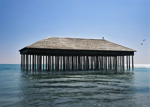 stilt house,old pier,stilt houses,wooden pier,beach hut,fisherman's hut,floating huts,fisherman's house,boat shed,fishing pier,boat house,burned pier,old jetty,the pier,house of the sea,summer house,boathouse,pier,federsee pier,lifeguard tower,Art,Artistic Painting,Artistic Painting 06