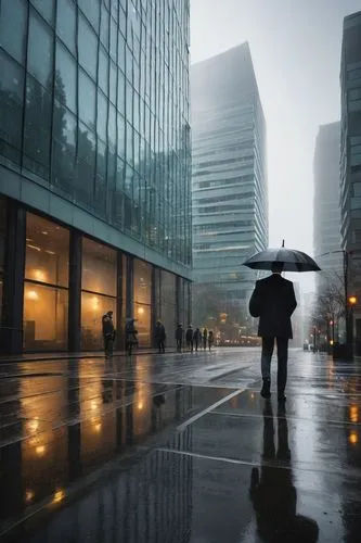 man with umbrella,rainville,rainswept,walking in the rain,rainfall,heavy rain,rainmaking,ukrainy,burrard,precipitations,dampened,rain bar,songdo,dehumidification,rainy day,cityscapes,rainy weather,downpour,salaryman,pluie,Conceptual Art,Oil color,Oil Color 03