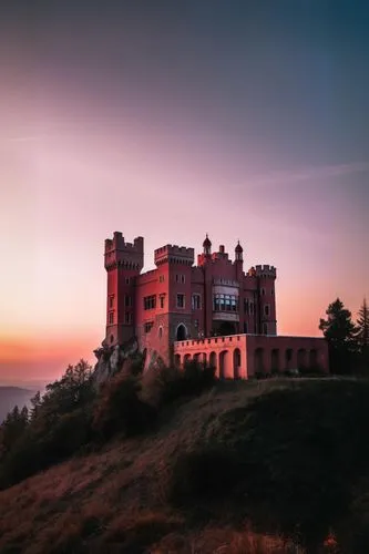 RODEADO DE MONTAÑAS, BOSQUE,EN UN ATARDECER DE  INVIERNO,fairytale castle,ghost castle,haunted castle,iulia hasdeu castle,castel,summit castle,waldeck castle,fairy tale castle sigmaringen,galician cas