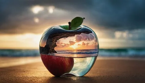 message in a bottle,photo manipulation,crystal ball-photography,conceptual photography,apple design,golden apple,still life photography,water apple,red apple,art photography,splash photography,apple icon,lensball,piece of apple,refraction,apple logo,glass sphere,apple world,encapsulated,reflexive,Photography,General,Commercial