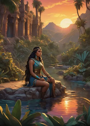 moana,mowgli,hercules,cg artwork,world digital painting,el dorado,fantasy picture,nile,idyll,garden of eden,thorin,aladha,dusk background,contemplation,background screen,romantic scene,contemplate,background image,summer background,ancient egypt,Conceptual Art,Sci-Fi,Sci-Fi 05