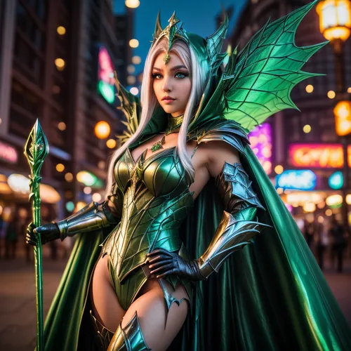 fantasy woman,goddess of justice,evil fairy,queen of the night,sorceress,the enchantress,cosplay image,caerula,cosplayer,elf,fairy queen,fantasy warrior,awesome arrow,cosplay,green aurora,emerald,loki,archangel,jade,female warrior